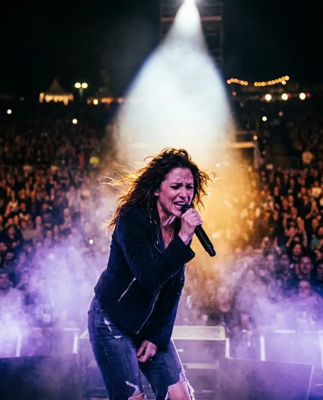 A singer on stage (illustrative image, fictional artist)